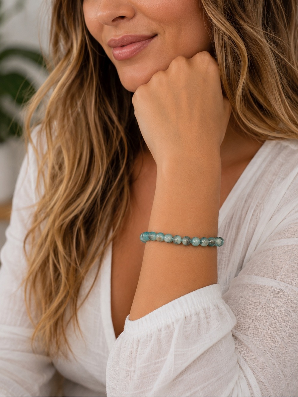 Turquoise & Orange Beaded Stretch and Blue Bracelet Set